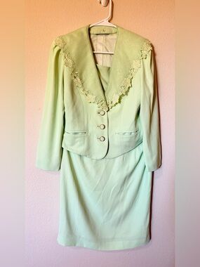 Vintage Japanese Mint Green Suit Set | Size 9